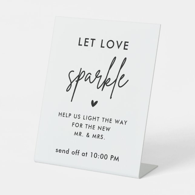 Minimalistische Hochzeit Gelassen Liebe Sparkle ab Sockelschild (Vorderseite)