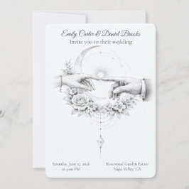 Minimalistische Hochzeit Hände Romantisches Paar Einladung