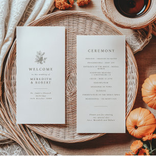 Minimalistische Hochzeit im Herbst Acorns & Pineco Programm