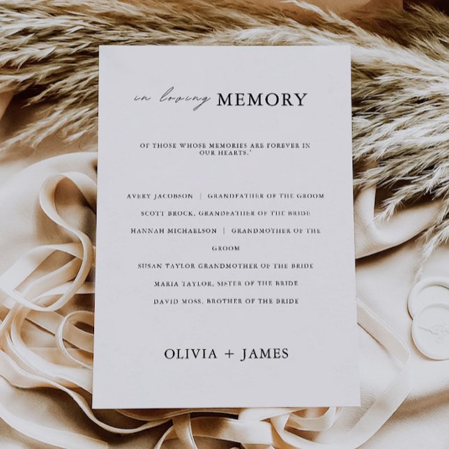 Minimalistische Hochzeit im Zeichen des liebenden  Einladung (Minimalist Wedding In Loving Memory Sign, Invitation)