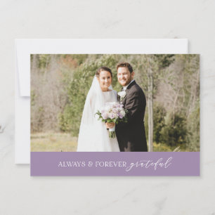 Minimalistische Hochzeit immer und für immer Lila Dankeskarte