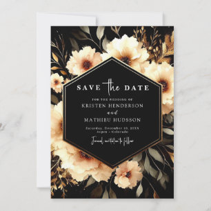 Minimalistische Hochzeit in Aquarellgolden und Bla Save The Date
