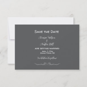 Minimalistische Hochzeit in Grau und Weiß Save The Date
