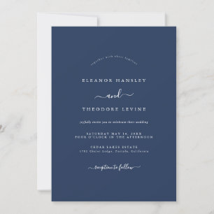 Minimalistische Hochzeit in Navy Blue Einladung