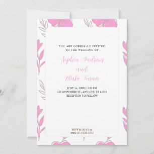 Minimalistische Hochzeit in Rosa und Braun Einladung