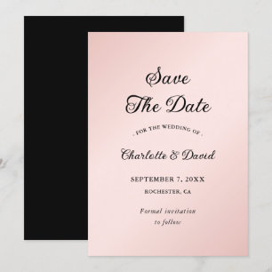 Minimalistische Hochzeit in Rosa und Schwarz Save The Date