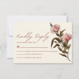 Minimalistische Hochzeit in Rot und Rosa RSVP Karte