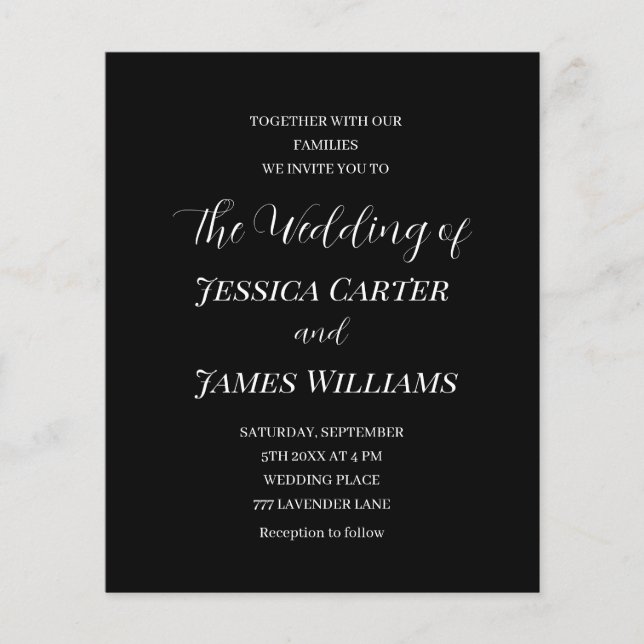 Minimalistische Hochzeit in Schwarz und Weiß (Vorderseite)