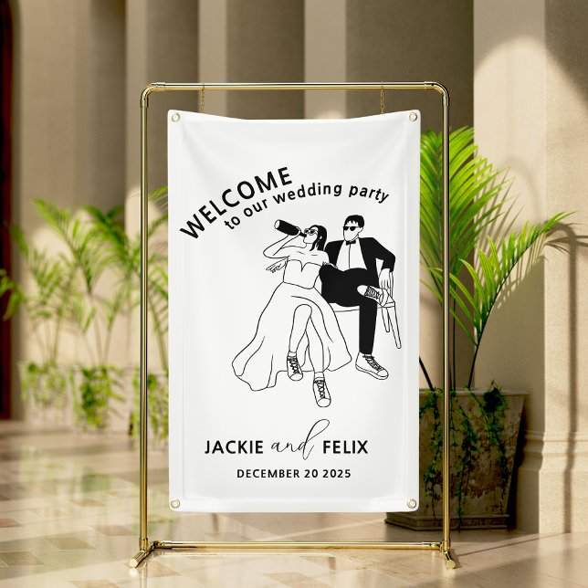 Minimalistische Hochzeit in Schwarz und Weiß Banner (Von Creator hochgeladen)