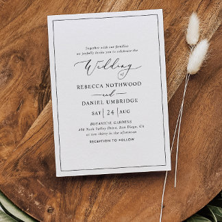 Minimalistische Hochzeit in Schwarz und Weiß Einladung