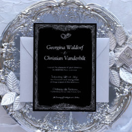 Minimalistische Hochzeit in Schwarz und Weiß Einladung