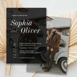 Minimalistische Hochzeit in Schwarz und Weiß Einladung