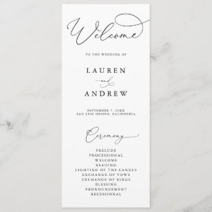 Minimalistische Hochzeit in Schwarz und Weiß Programm