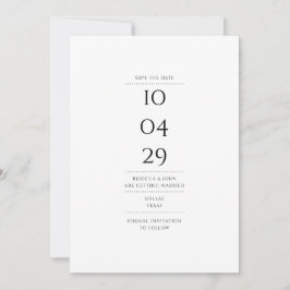 Minimalistische Hochzeit in Schwarz und Weiß Save The Date