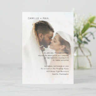 Minimalistische Hochzeit in Schwarz-Weiß-Foto Einladung