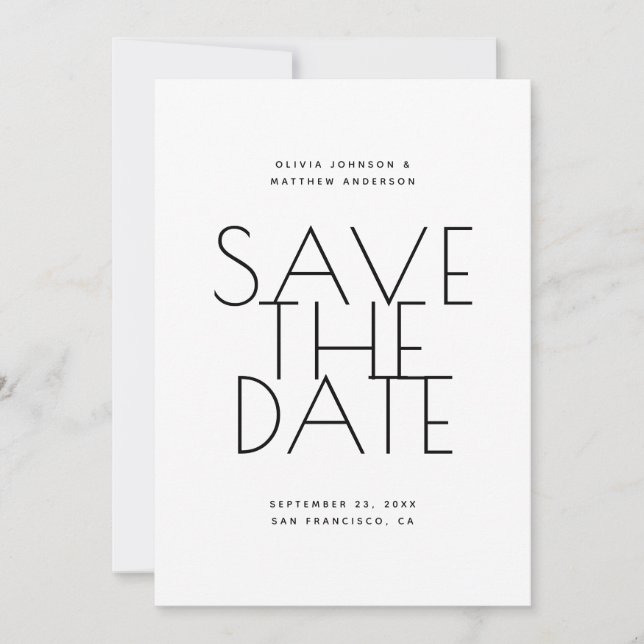 Minimalistische Hochzeit in Schwarz & Weiß | Foto  Save The Date (Vorderseite)