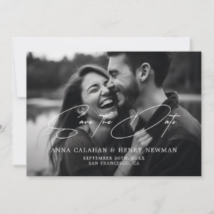 Minimalistische Hochzeit in Schwarz-Weiß-Foto Save The Date