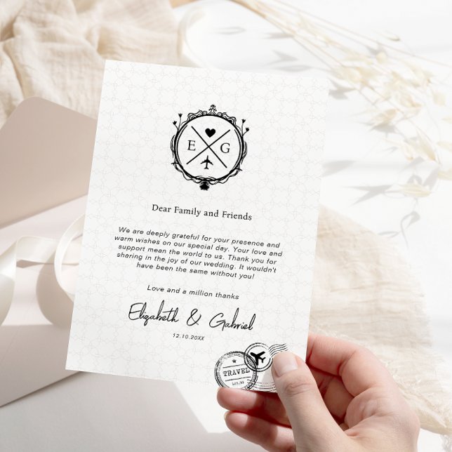 Minimalistische Hochzeit in Urlaubsort Dankeskarte (Von Creator hochgeladen)