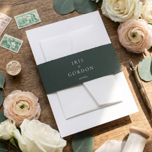 Minimalistische Hochzeit individuell dunkelgrün Einladungsbanderole