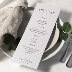 Minimalistische Hochzeit Menükarte
