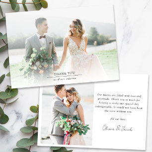 Minimalistische Hochzeit mit 2 Fotos Dankeskarte