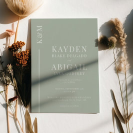 Minimalistische Hochzeit mit einer grünen Linie Einladung