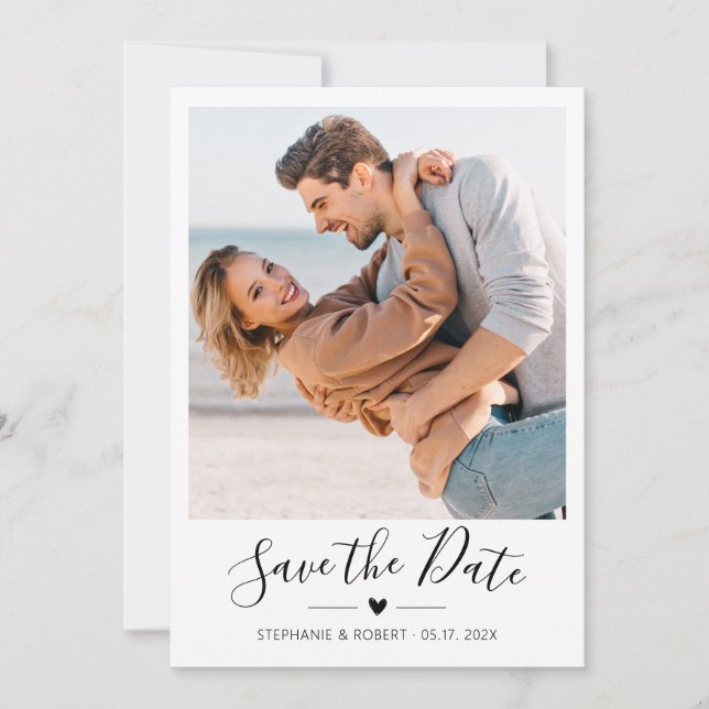 Minimalistische Hochzeit mit elegantem Foto Save The Date (Vorderseite)