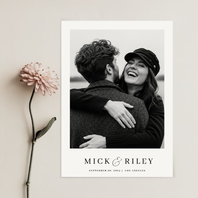Minimalistische Hochzeit mit Foto und Text Save The Date (Von Creator hochgeladen)