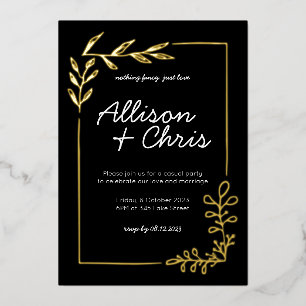 Minimalistische Hochzeit mit Gold, Schwarz und Wei Folieneinladung