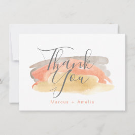 Minimalistische Hochzeit mit hübscher Wasserfarbe Dankeskarte