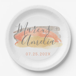 Minimalistische Hochzeit mit hübscher Wasserfarbe Pappteller