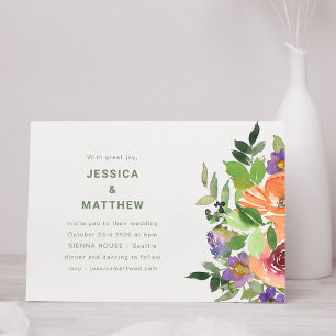 Minimalistische Hochzeit mit Lila Blüte Einladung