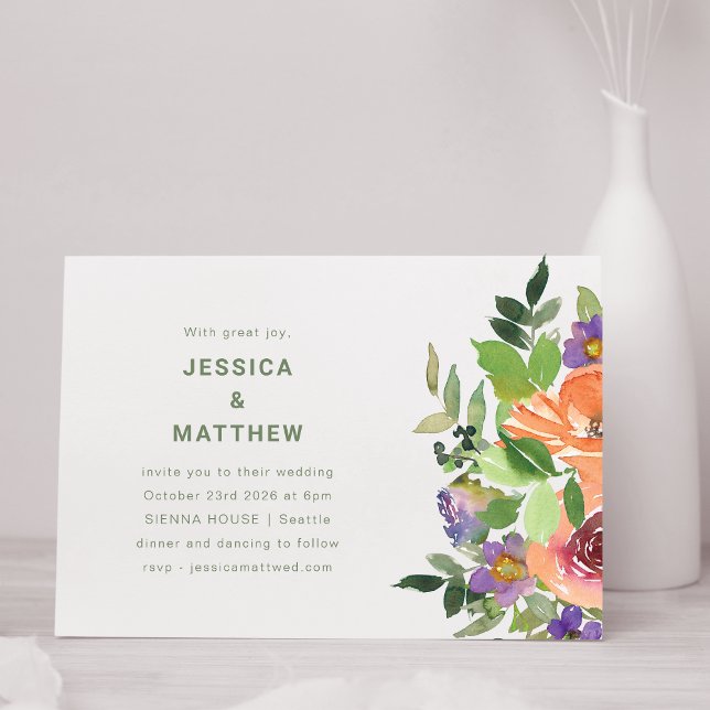 Minimalistische Hochzeit mit Lila Blüte Einladung (Von Creator hochgeladen)