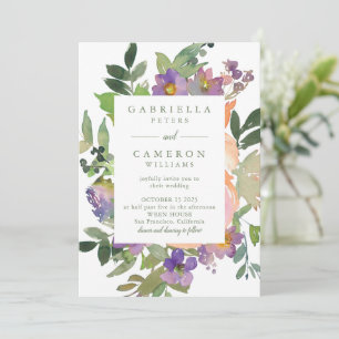 Minimalistische Hochzeit mit Lila Chic Einladung