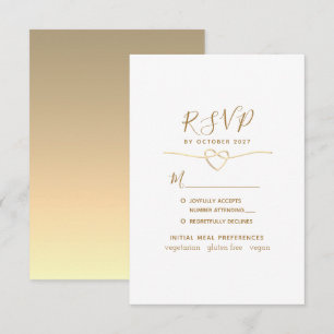 Minimalistische Hochzeit mit Menü RSVP Karte