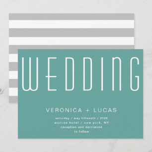 Minimalistische Hochzeit mit modernem Drehbuch Einladung