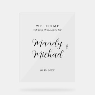 Minimalistische Hochzeit mit moderner Kalligrafie Acrylschild