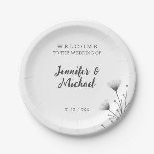 Minimalistische Hochzeit mit moderner Kalligrafie Pappteller