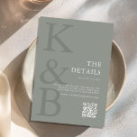 Minimalistische Hochzeit mit moderner Sage Green M Begleitkarte<br><div class="desc">Erstellen Sie Ihre eigenen personalisierten Hochzeitszimmerkarten mit moderner Monogramm-Typografie und minimalistischem grafischem Design in schlauer grüner Farbe.</div>