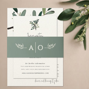 Minimalistische Hochzeit mit Olivenbäumen Einladungsbanderole