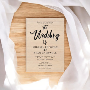 Minimalistische Hochzeit mit Pinsel-Kalligrafie Acryleinladungen