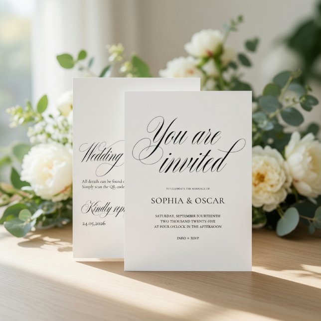 Minimalistische Hochzeit mit QR-Code | Elegant Einladung (Von Creator hochgeladen)