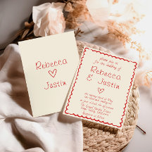 Minimalistische Hochzeit mit roter Umrandung und h
