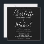 Minimalistische Hochzeit mit Schwarz und Weiß Einladung<br><div class="desc">Dieses stilvolle Schwarz-Weiß-Hochzeitsangebot mit eleganten,  charakteristischen Stilnamen kann mit Ihren Hochzeitsdetails in moderner Typografie personalisiert werden. Entwickelt von Thisisnotme©</div>