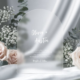 Minimalistische Hochzeit mit weißem, modernem Chic Acryleinladungen