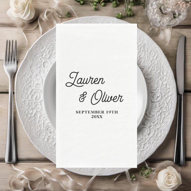 Minimalistische Hochzeit mit White Script Serviette (Von Creator hochgeladen)