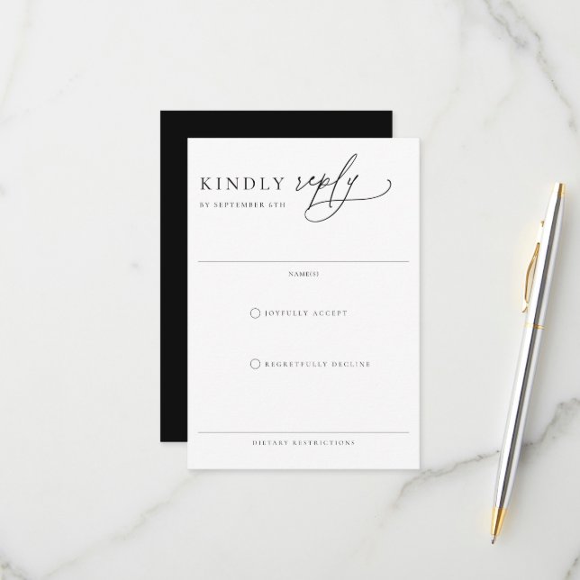 Minimalistische Hochzeit mit zeitgenössischem Chic RSVP Karte (Vorderseite/Rückseite Beispiel)