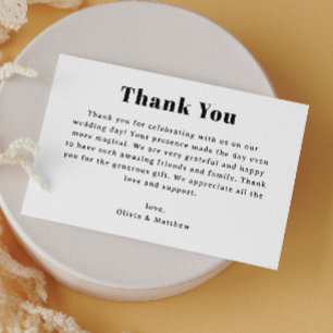 Minimalistische Hochzeit   Moderne neutrale Typogr Dankeskarte