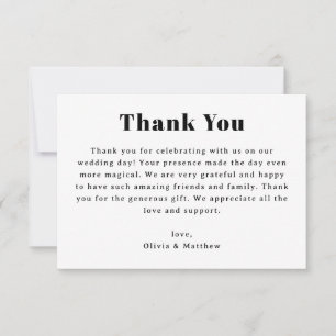 Minimalistische Hochzeit Moderne neutrale Typogr Dankeskarte
