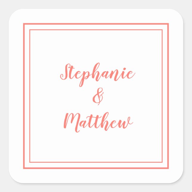 Minimalistische Hochzeit Moderner Gefallen Danke C Quadratischer Aufkleber (Vorderseite)